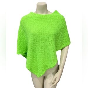 Matthew & David for B.L Neon Green Knit Cape Poncho OS Y2K Festival Boho Coastal
